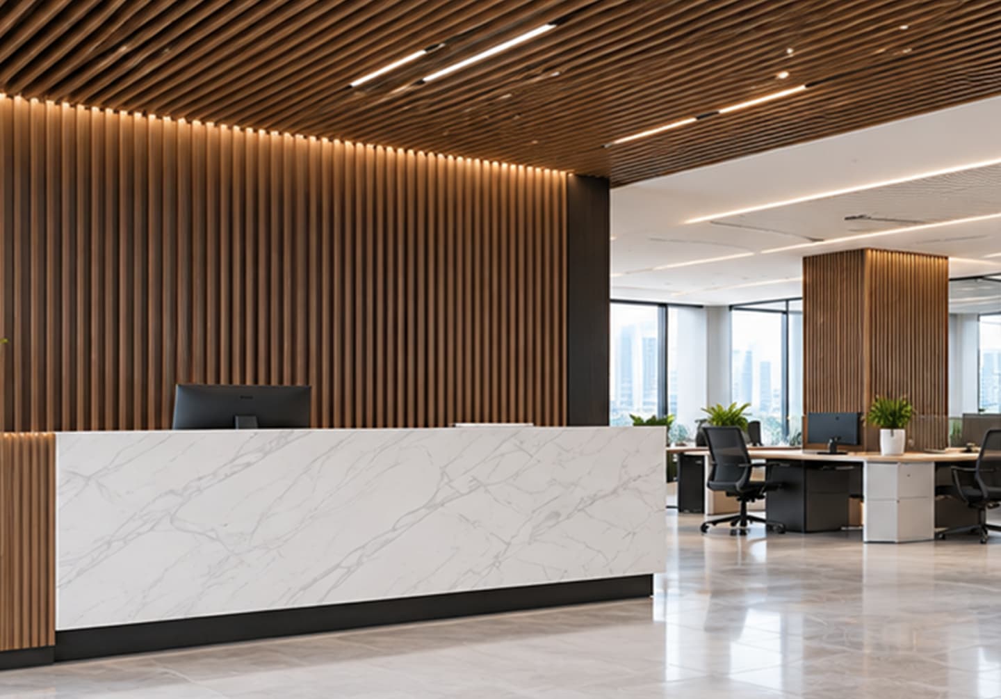 Necowood WPC composite board used for ceiling and partition applications